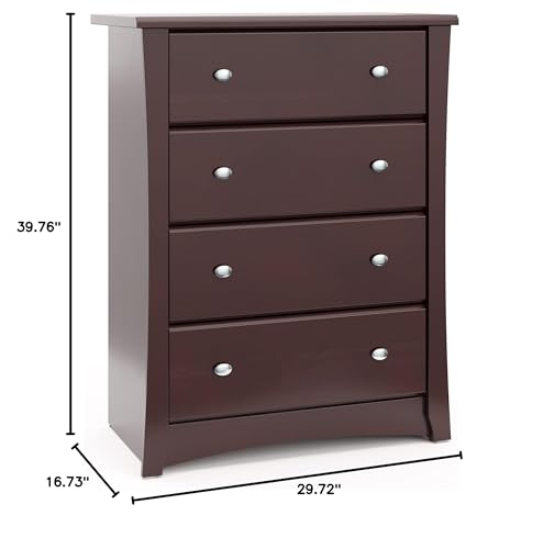 Storkcraft Crescent 4 Drawer Chest (Espresso) – GREENGUARD Gold Certified, Easy-to-Match Chest of Drawers for Nursery and Kids Bedroom, Dresser Organizer for Children’s Bedroom STORKCRAFT