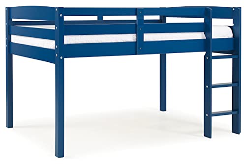 Camaflexi Tribeca Solid Wood Low Loft Bed Frame / 14 Wood Slats Support and 1 Center Support/No Box Spring Necessary/Easy Assembly/Twin - Blue Camaflexi
