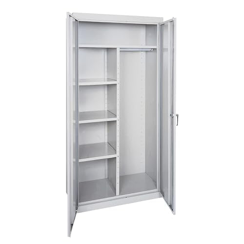 Sandusky Lee CAC1362472-05 Combination Garage Storage Cabinet, Steel Utility Cabinet with Adjustable Shelves, 72" H, Dove Gray Sandusky