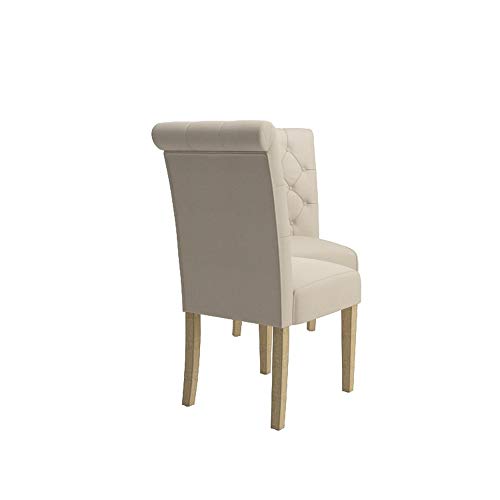 Roundhill Furniture Habit Solid Wood Tufted Parsons Dining Chair (Set of 2), Tan Roundhill Furniture