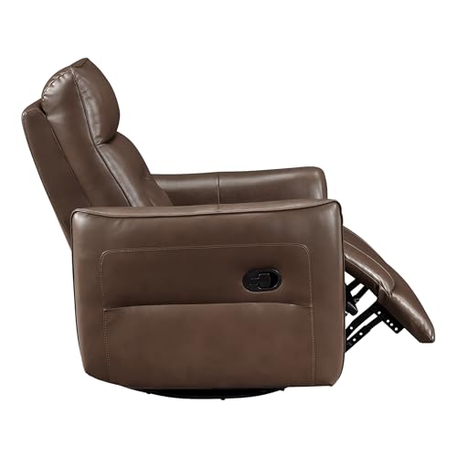 Lexicon Swivel Glider Reclining Chair, Top Grain Leather Match Manual Recliner, Comfy Nursery Glider Recliner, Swivel Reclining Chair for Living Room/Office/Bedroom/Apartment, Toffee Brown Lexicon