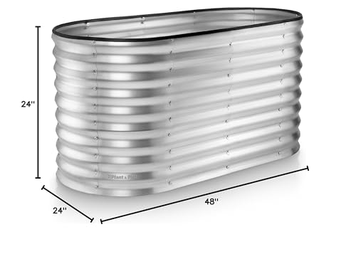 Galvanized Raised Garden Beds Outdoor // 4×2×2 ft Planter Raised Beds for Gardening, Vegetables, Flowers // Large Metal Garden Box (Silver) // Patented Tool-Free Design Plant & Plot