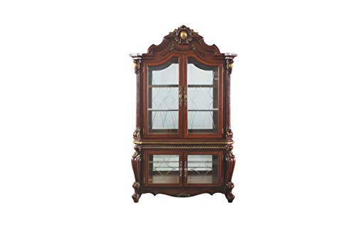 Acme Picardy Wooden Curio Cabinet with Glass Doors in Cherry Oak ACME Furniture