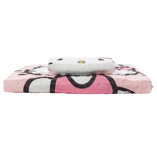 Jay Franco Hello Kitty Pink Stripes & Hearts Twin Size Quilt & Sham Set - Super Soft Lightweight Bedspread Set Jay Franco