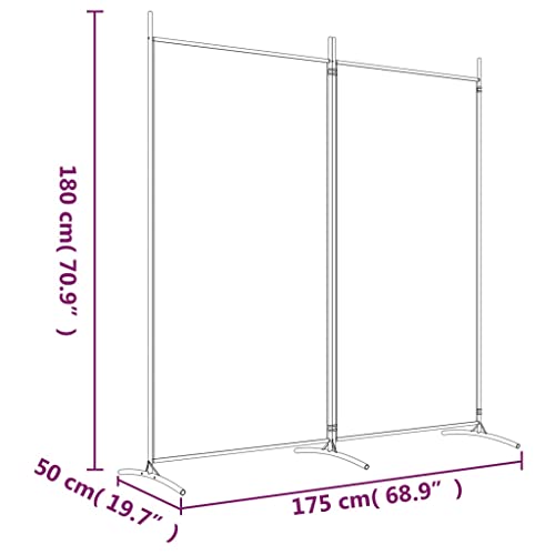 vidaXL Modern 2-Panel Room Divider, Black, 68.9" x 70.9", Durable 100% Polyester Fabric, Foldable Screen, Sunlight Blocker, Space Partition, Easy Assembly vidaXL