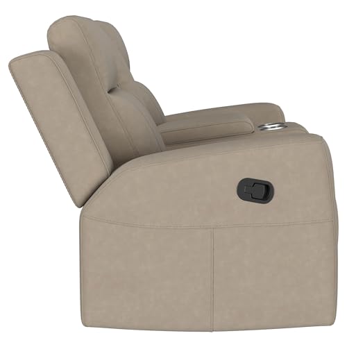 Coaster Home Furnishings - Brentwood - Fabric - Manual Motion Reclining Loveseat with Tufted Accents and Track Arms - Living Room - 30-Inch - Taupe - 610282 Coaster Fine Furniture