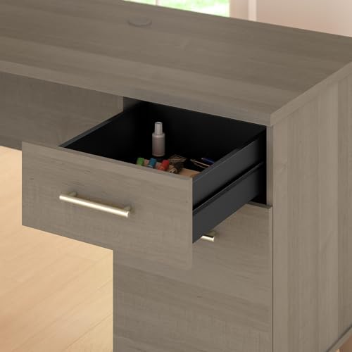 Bush Home Somerset 72W Office Desk with Drawers and Hutch in Ash Gray Bush Home