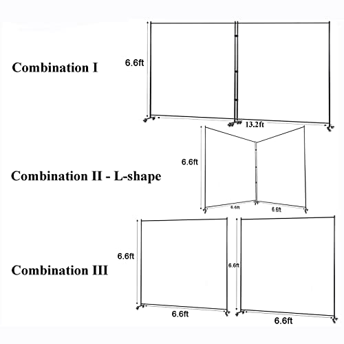 Room Divider Kit, 13.1 ft x 6.6 ft, 4 Rolling Wheels Curtain Divider Stand, Metal Frame, Darking Curtain, L-Shape Dressing Room for Boutique, Expandable Room Partition for Home Lvrunben