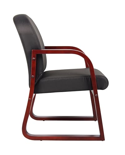 Boss Office Products Mahogany Frame Fabric Side Chair in Black, 250 (B9570-BK) Boss Office Products