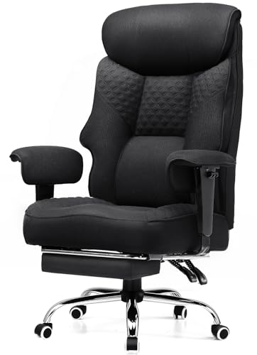 GTRACING Big and Tall Office Chair 400LBS Wide Ergonomic Fabric Deluxe Embossing Designed Gaming Chair with Foot Rest,150°Reclining Adjustable Armrests Pocket Spring Back Support and Pillow
