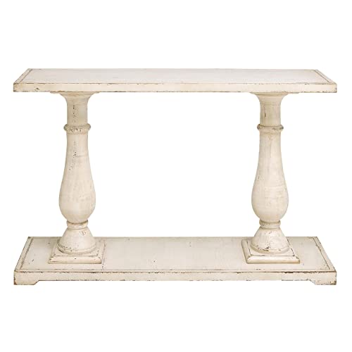 Deco 79 Wood Console Table with Distressed Accents, 48" x 14" x 32", White Deco 79