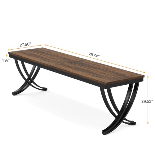 LITTLE TREE 2 Person Computer Desk,78.7-Inch Extra Long Desk,Large Double Writing Desk for Home Office Stidy, Black Rustic Brown LITTLE TREE