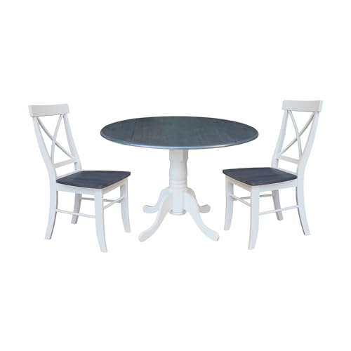 IC International Concepts Chairs Dining Table Set, White/Heather Gray IC International Concepts