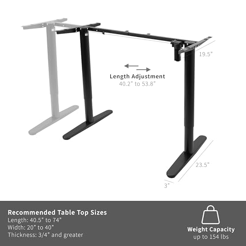 VIVO Electric Single Motor Standing Desk Frame for 41 to 74 in Table Tops, Memory Height Adjustment, Frame Only, Black, DESK-E151EB VIVO