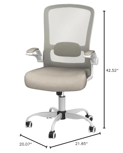 Mimoglad Home Office Chair, High Back Desk Chair, Ergonomic Mesh Computer Chair with Adjustable Lumbar Support and Thickened Seat Cushion (Modern, Beige) Mimoglad