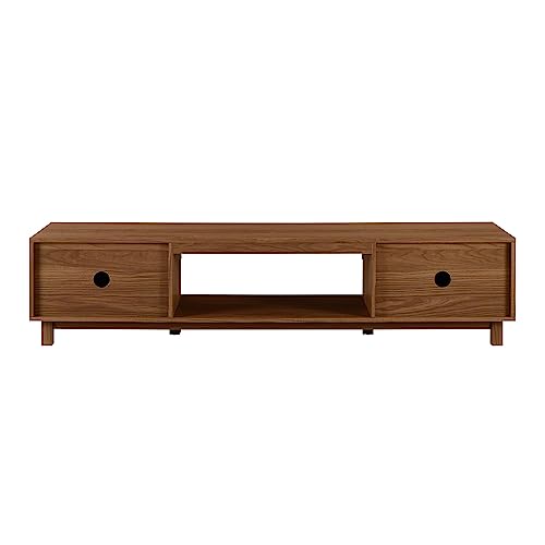 Walker Edison Walton Modern Fluted-Door Low Stand for TVs up to 80 Inches, 70 x 15.75 x 16 inches, Mocha Walker Edison