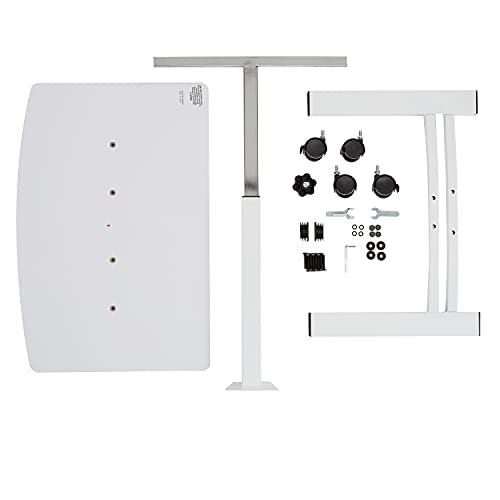 Seville Classics Airlift Mobile Height Adjustable Laptop Stand Computer Workstation for Sitting Classroom Home Office Medical Table w/Wheels, Flat Desk 24", White Seville Classics