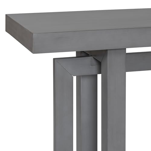 Hlcodca Contemporary Console Table with Industrial-Inspired Concrete Wood Top, Wood Legs, Extra Long Entryway Table for Entryway, Hallway, Living Room, Foyer, Corridor (Dark Gray-0J) Hlcodca