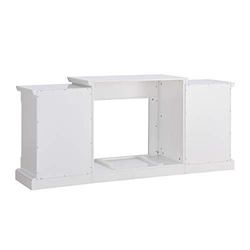 SEI Furniture Gallatin Faux Stone Electric Fireplace with Bookcases, New White SEI Furniture