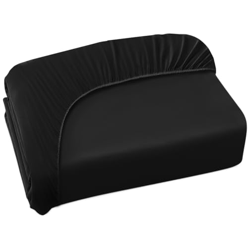 Twin Fitted Sheet Only, Twin Size Sheets for Kids Up to 14 Inches Deep Procket, Single Bed Mattress Sheets Stretchable Breathable Cover, Black Coldwind