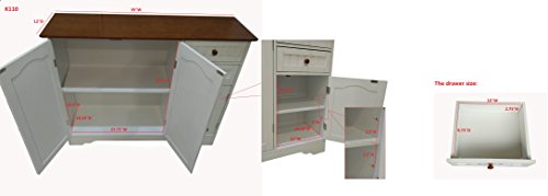 Kings Brand FURNITURE White / Walnut Finish Wood Kitchen Storage Buffet Cabinet Kings Brand Furniture