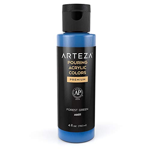 ARTEZA Acrylic Pouring Paint Set, 4 Spring Colors, 4 oz Bottles, High-Flow Paint, No Mixing Needed, Art Supplies for Canvas, Glass, Paper, Wood, Tile, and Stones, 16 Fl Oz (Pack of 1) ARTEZA