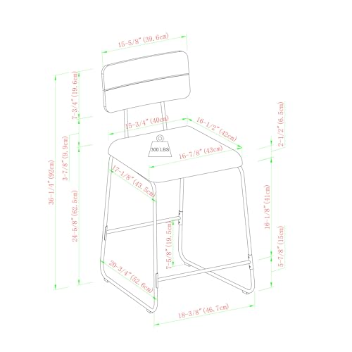 Walker Edison Modern 2-Piece Minimalist Counter Stools with Wooden Back, Set of 2, Brown Walker Edison