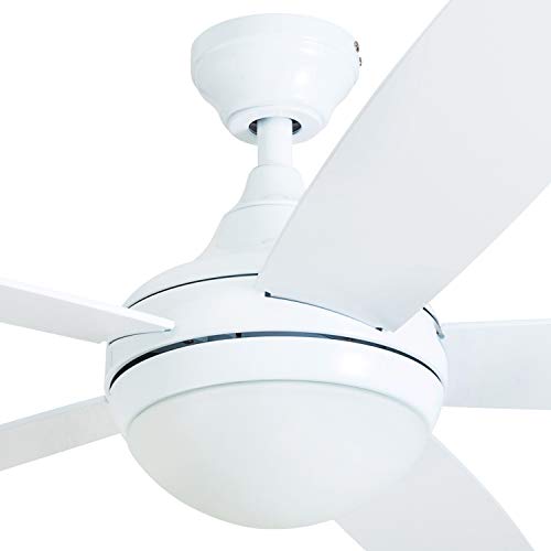Prominence Home Ashby Modern 52 Inch Ceiling Fan with Light, LED Fan with Remote Control, Tri-Mount Indoor Fan with 5 Blades, White and Gray Oak Blade Finish Options, Farmhouse White (80094-01) Prominence Home