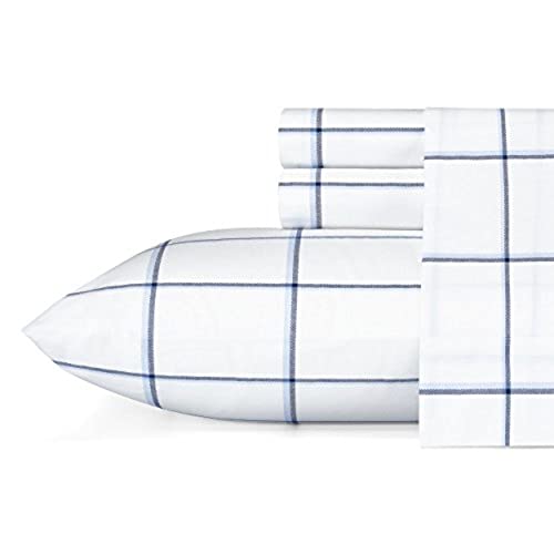 Nautica - Full Sheet Set, Cotton Percale Bedding Set, Crisp & Cool, Stylish Home Decor, Dorm Room Essentials (Plot Blue, Full) Nautica