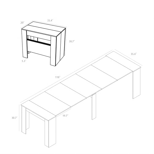 DMAITH 20"-118" Extendable Dining Table for 2-12 People, Modern Modular Extension Table, Space-Saving Extra Long Folding Dining Table, Multifunctional Conference Meeting Table, Walnut DMAITH