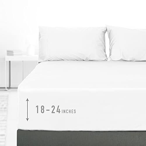 sunflower Extra Deep Pocket Full Sheet Sets Fits 18"-24" in Deep Mattress -100% Cotton Full Sheet Set, White Hotel Luxury Soft Breathable Sheet Sets for Full Bed Deep Pocket sunflower