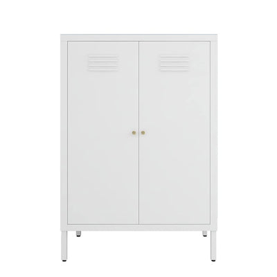 LINGZOE 2 Door Metal Locker Storage Cabinet with 2 Adjustable Shelves,Steel Locker Cupboard for Bedroom, Bedside, Office Room
