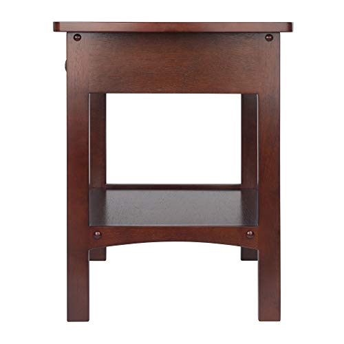 Winsome 22 x 18 x 18-Inch Wood Curved End Table/Night Stand With One Drawer, Brown (94918) Winsome