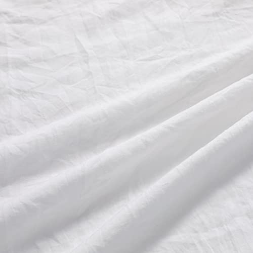 White Ruffled Duvet Cover Twin, 2PCS Soft Washed Microfiber Vintage French Country Duvet Cover Set for Kids Girls, White, 68x90 in CAROMIO