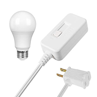 DEWENWILS Plug in Dimmer with Dimmable LED Light Bulb, Lamp Dimmer Switch Set, Compatible with Dimmable LED, Incandescent Light Bulbs, Full Range Slide Control, 6.6 ft Extension Cord, UL Listed