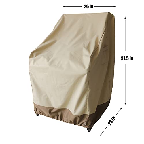 Vanteriam Outdoor High Back Chair Cover, Heavy Duty Waterproof Patio Swivel Chair Covers - Fade Resistant Patio Standard Dining Chair Cover 2 Pack - 26W x 28D x 37.5H inch Beige & Brown Vanteriam