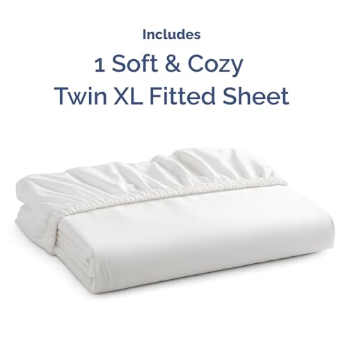 Twin XL Fitted Bed Sheet - Bottom Single Fitted Sheet Only - Ultra-Soft Hotel Luxury Bedding w/ 8-16 Inch Deep Pockets - Breathable, Cooling & Wrinkle Free - Easy-Fit, Fade & Shrink Resistant - White CGK Unlimited