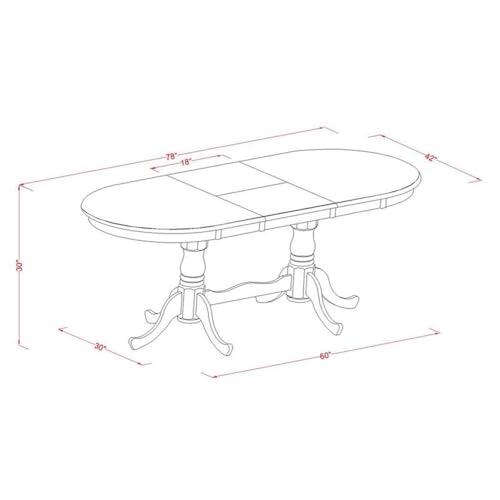 East West Furniture PLDA7-BCH-W 7 Piece Dining Set Consist of an Oval Dining Room Table with Butterfly Leaf and 6 Wood Seat Chairs, 42x78 Inch, Black & Cherry East West Furniture