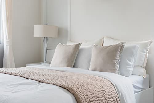 DTY Bedding Premium Silky Soft 100% Tencel Lyocell Derived from Eucalyptus 4-Piece Sheet Set, Oeko-TEX Certified, Queen - Soft White DTY