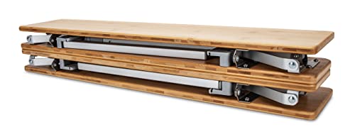 Camco Folding Bamboo Table with Aluminum Legs | Natural Bamboo Top | Lightweight for Added Portability (51895) Camco