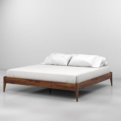 Bme Dinkee Solid Wood King Bed Frame - Modern Minimalist Design with Japanese Joinery - 15 Inch Platform Style