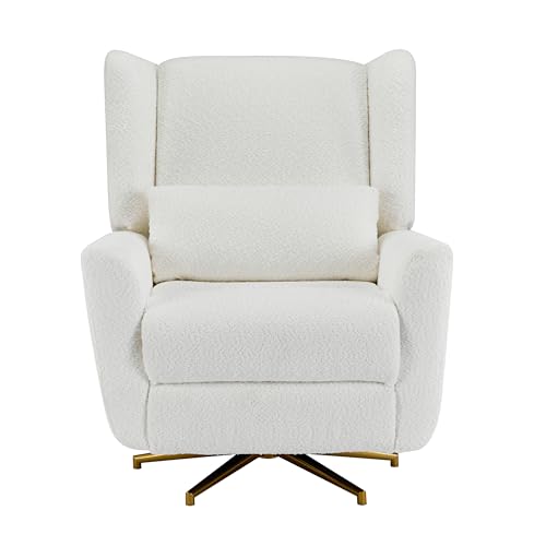 Christopher Knight Home Dolia Boucle Fabric Upholstered 360° Swivel Chair, Push-Back Power Recliner Chair, Iron Recliner Sofa with Rotation, Living Room Lounge Sofa, Adjustable Backrest, Beige+Gold Christopher Knight Home