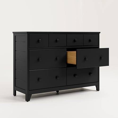 Storkcraft Moss 6 Drawer Double Dresser (Black) – GREENGUARD Gold Certified, Wood Dresser for Nursery, 6 Drawer Dresser, Kids Dresser, Nursery Dresser Drawer Organizer, Chest of Drawers Storkcraft