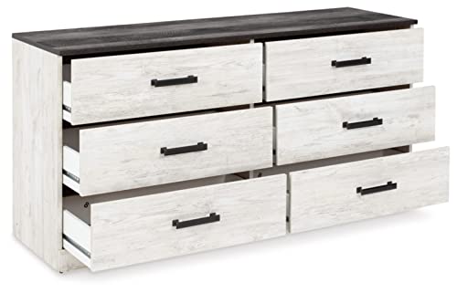 Signature Design by Ashley Shawburn 6 Drawer Dresser, Whitewash & Gray Signature Design by Ashley