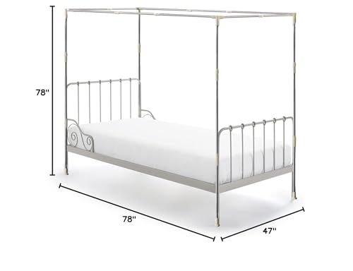 RAREFTI Canopy Bed Frame Twin Size Adjustable Bed Canopy Post Poles, Stainless Steel Bed Canopy Frame Poles for Four Corner Bed Platform Bed Bunk Bed, Silver(Canopy Frame Only) RAREFTI