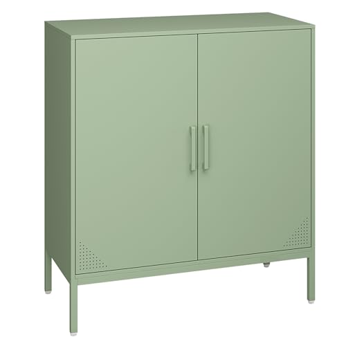 GirthIron Metal Locker Storage Cabinet with Adjustable Shelves, 2 Door Accent Cabinet Green Locking Tool File Cabinet Organizer for School Classroom,Bedroom,Gym Home Office,Entryway and Hallway GirthIron
