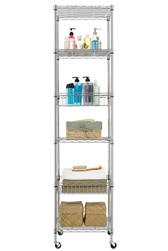 Finnhomy Heavy Duty 6 Tier Wire Shelving Unit with Wheels 18x18x72-inches 6 Shelves Storage Rack Thicken Steel Tube, Adjustable Shelving Rack for Finnhomy