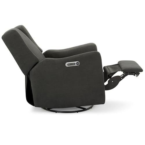 Delta Children Mercer Electronic Power Recliner and Swivel Glider with USB Port in LiveSmart Performance Fabric - Water Repellent & Stain Resistant, Dark Grey