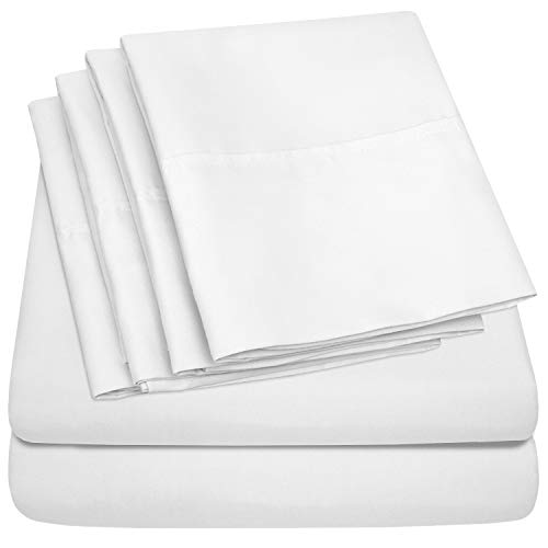 Twin Size Bed Sheets - 4 Piece 1500 Supreme Collection Fine Brushed Microfiber Deep Pocket Twin Sheet Set Bedding - 1 EXTRA PILLOW CASES, GREAT VALUE, Twin, White Sweet Home Collection