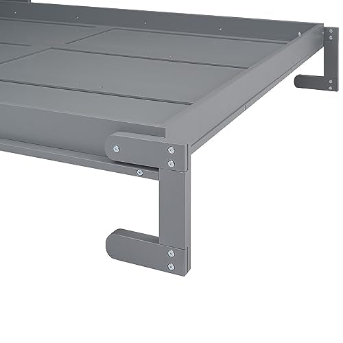 URTR Queen Size Murphy Bed with a Shelf, Easy Fold Wood Wall Bed, Space-Saving Murphy Bed Cabinet for Guest Room Home Office,Grey URTR